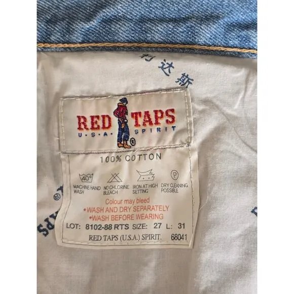 VTG NWOT Red Taps USA Spirit Jeans High Waist Straight Leg Size 27 Made in USA