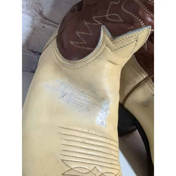 VTG Tony Lama 6216 Gold Label Lizard Wingtip Western Cowboy Boots Mens Sz 7.5 M
