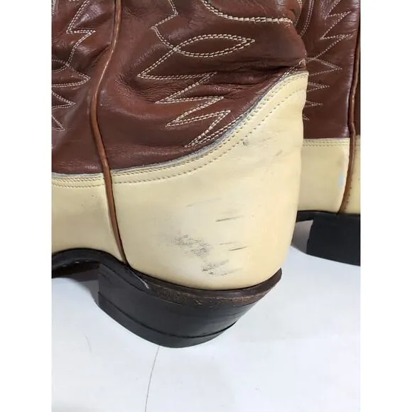 VTG Tony Lama 6216 Gold Label Lizard Wingtip Western Cowboy Boots Mens Sz 7.5 M