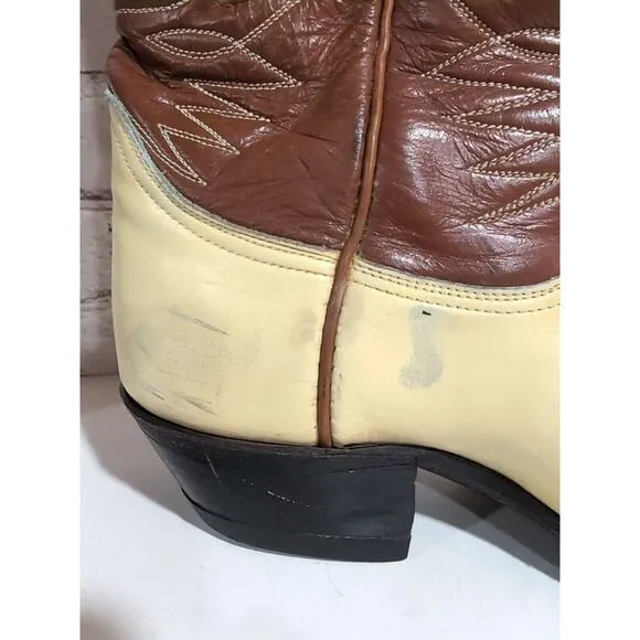 VTG Tony Lama 6216 Gold Label Lizard Wingtip Western Cowboy Boots Mens Sz 7.5 M
