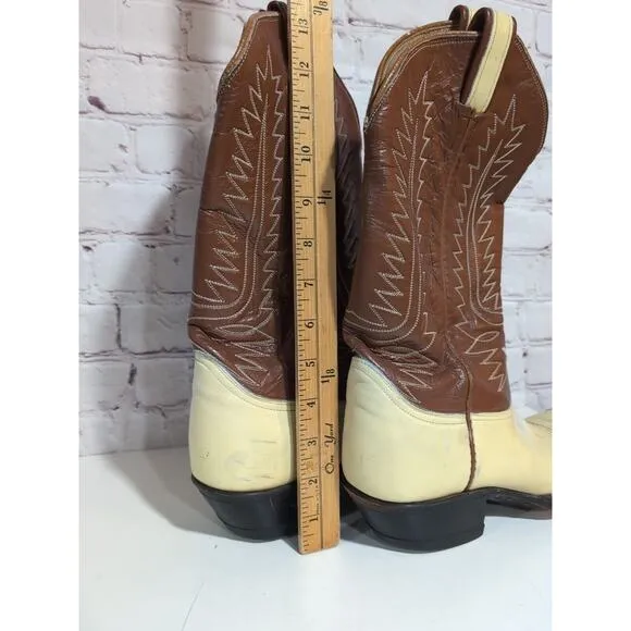 VTG Tony Lama 6216 Gold Label Lizard Wingtip Western Cowboy Boots Mens Sz 7.5 M