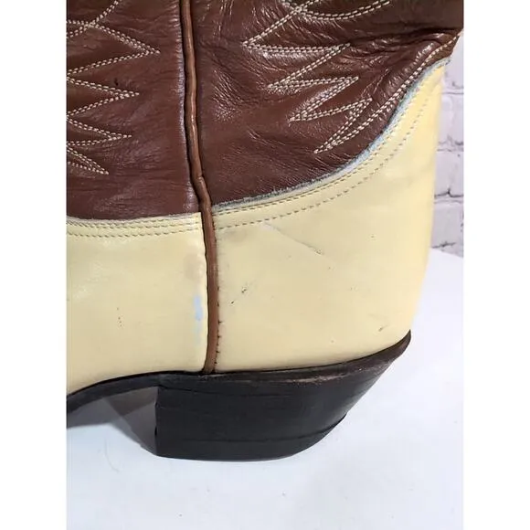 VTG Tony Lama 6216 Gold Label Lizard Wingtip Western Cowboy Boots Mens Sz 7.5 M