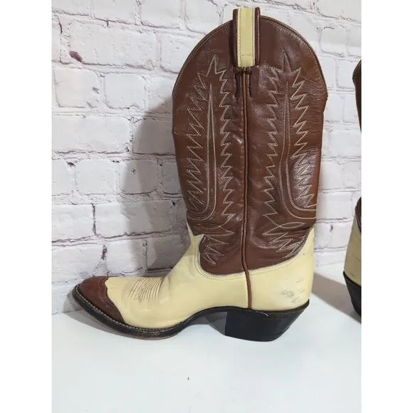 VTG Tony Lama 6216 Gold Label Lizard Wingtip Western Cowboy Boots Mens Sz 7.5 M