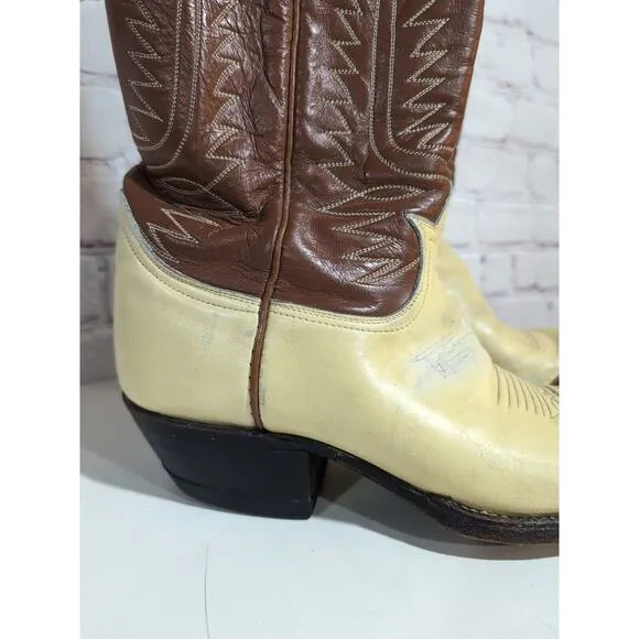 VTG Tony Lama 6216 Gold Label Lizard Wingtip Western Cowboy Boots Mens Sz 7.5 M