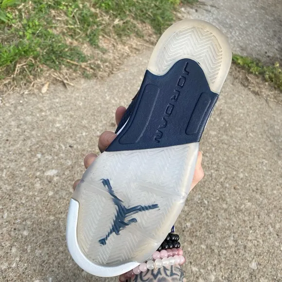 White and Navy Sneakers with Gold Accents Size 5.5 Air Jordan