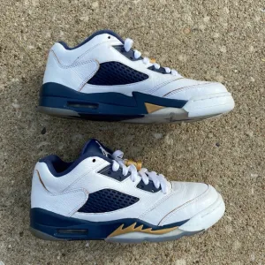 White and Navy Sneakers with Gold Accents Size 5.5 Air Jordan