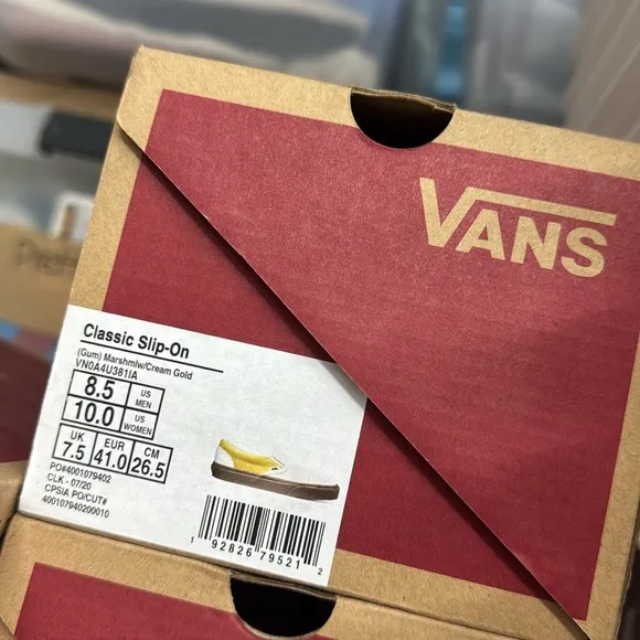 White and Yellow Slip-On Sneakers
