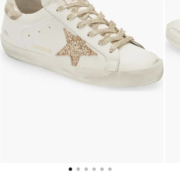 White Golden Goose Sneakers with Gold Glitter Star
