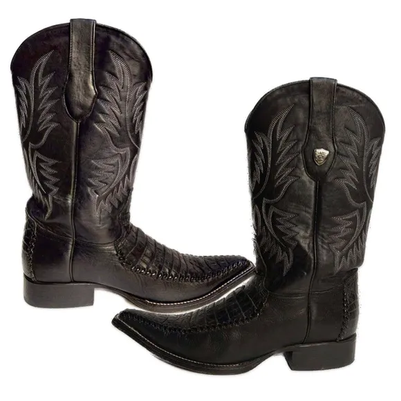 Wild West Boots #6955905 Men's Black Caiman Belly Print Boots 3X Toe Size 11