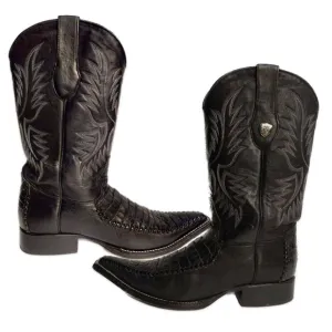 Wild West Boots #6955905 Men's Black Caiman Belly Print Boots 3X Toe Size 11