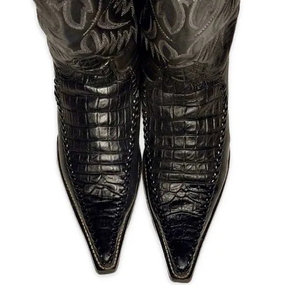 Wild West Boots #6955905 Men's Black Caiman Belly Print Boots 3X Toe Size 11