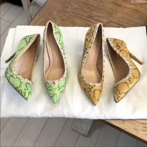 WILD DIVA TUSCANY MUSTARD &amp;GREEN SNAKE MOT…