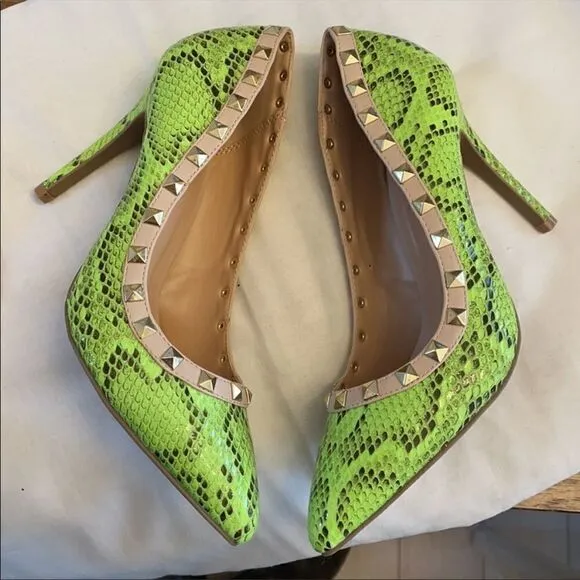 WILD DIVA TUSCANY MUSTARD &amp;GREEN SNAKE MOT…