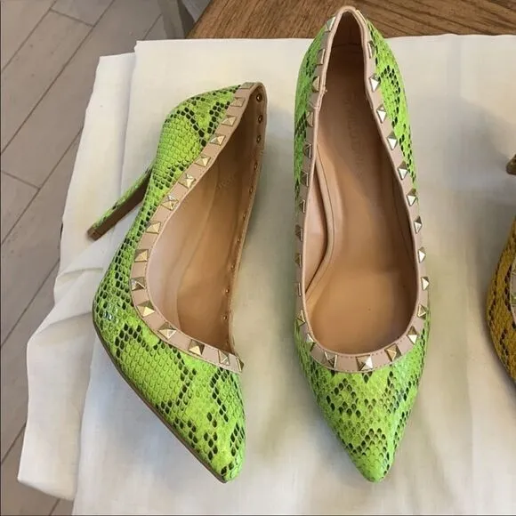 WILD DIVA TUSCANY MUSTARD &amp;GREEN SNAKE MOT…