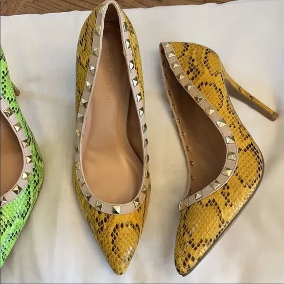 WILD DIVA TUSCANY MUSTARD &amp;GREEN SNAKE MOT…