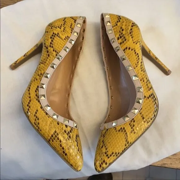 WILD DIVA TUSCANY MUSTARD &amp;GREEN SNAKE MOT…
