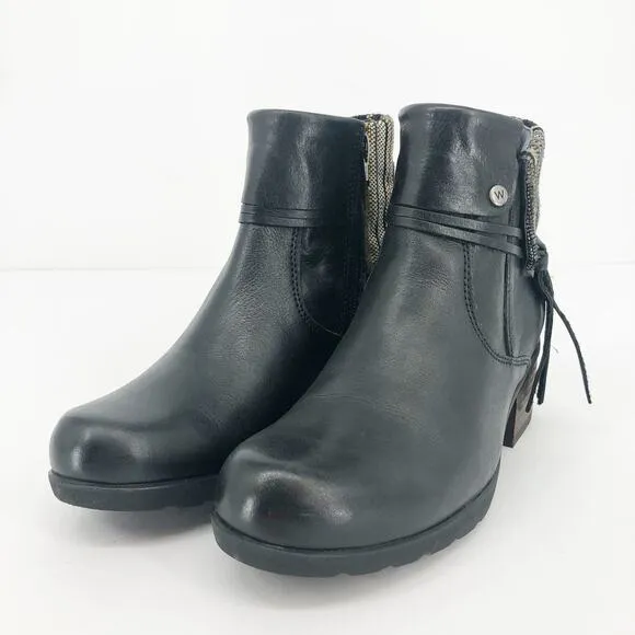 WOLKY Women's Edson Bootie EU 36 US 5-6 Black Torpedo Leather Stacked Heel NIB