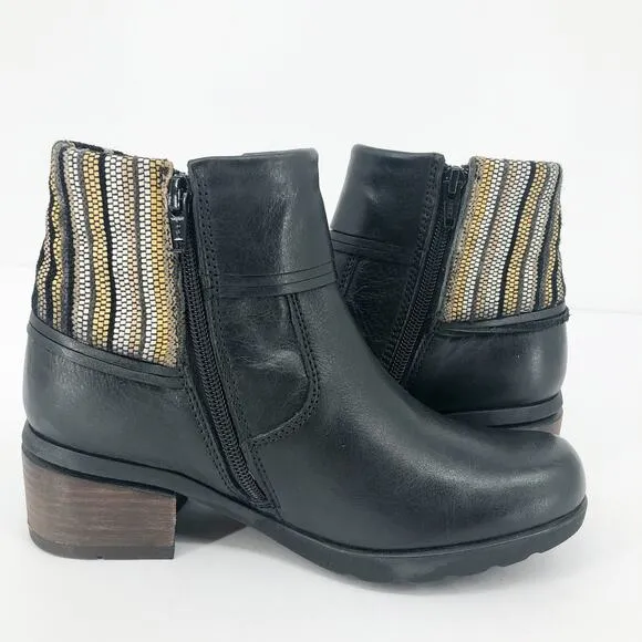 WOLKY Women's Edson Bootie EU 36 US 5-6 Black Torpedo Leather Stacked Heel NIB