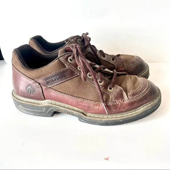 WOLVERINE  Brown Leather Reinforced Toe Safety Work Shoes—SZ. 10.5
