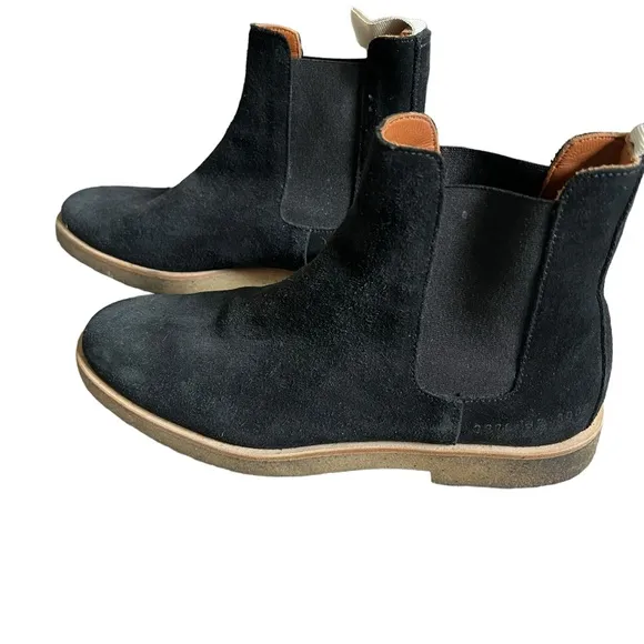 Woman by Common Projects Black Suede Chelsea Boots Ankle Genuine Leather