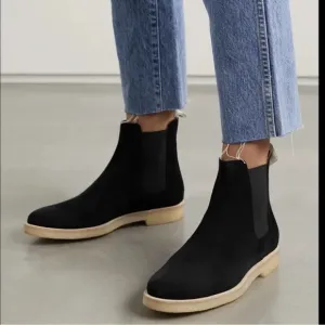 Woman by Common Projects Black Suede Chelsea Boots Ankle Genuine Leather