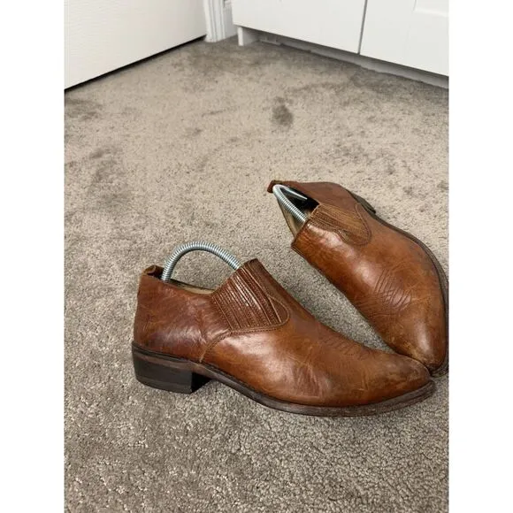 Women FRYE Cognac Billie Shooties Boots Shoes Leather Slip In Western Size 9.5 B