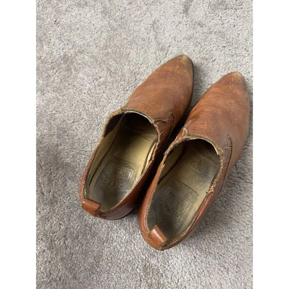 Women FRYE Cognac Billie Shooties Boots Shoes Leather Slip In Western Size 9.5 B