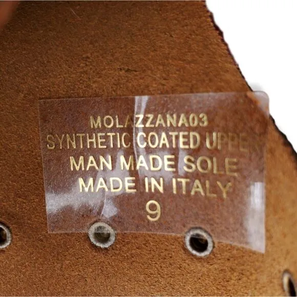 Women Sophia Milano Molazzana Leather Slide Thong Sandal 9 Brown Snake Studs NEW