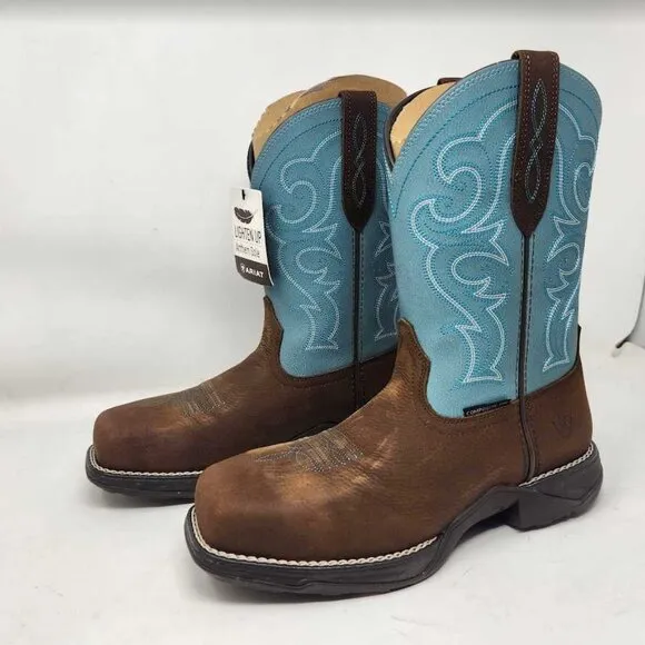 Women's 7 Ariat Anthem Comp Toe western work boots Latigo / Artic Ice 10027420