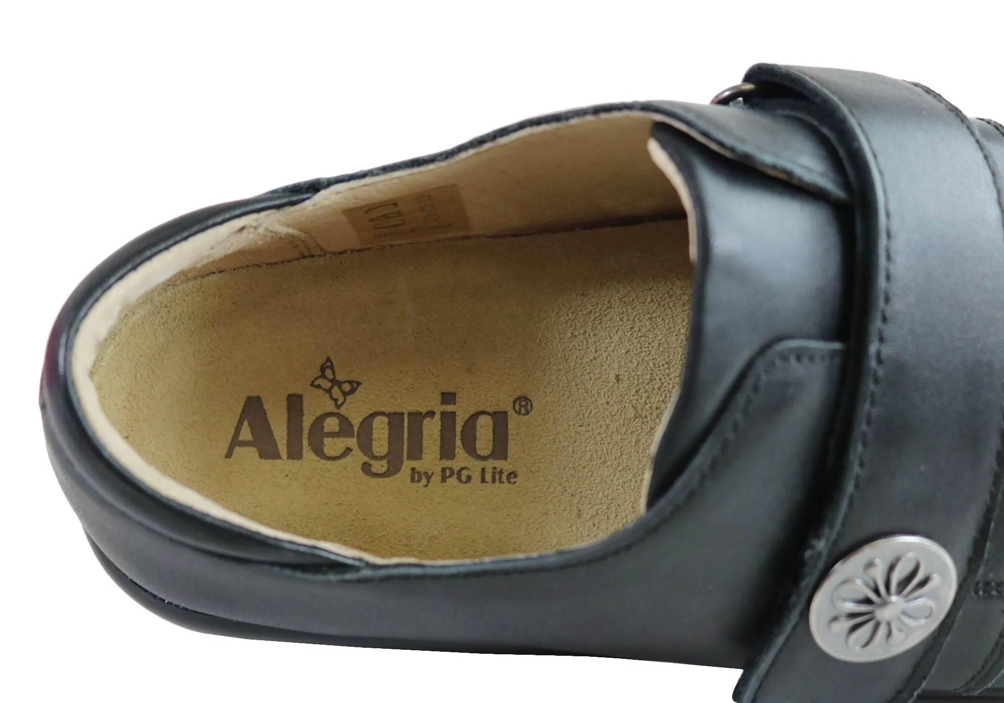 Womens Alegria Joleen Leather Shoes With Adjustable Strap