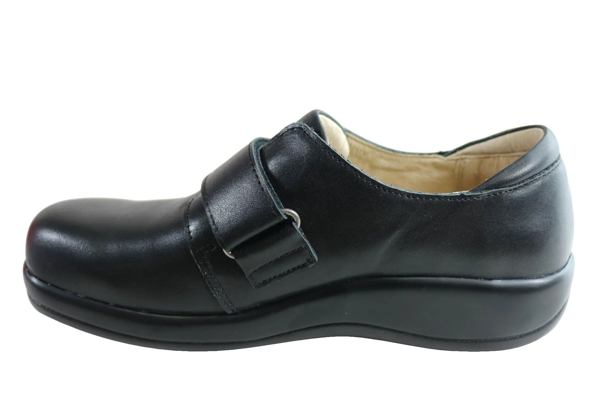 Womens Alegria Joleen Leather Shoes With Adjustable Strap