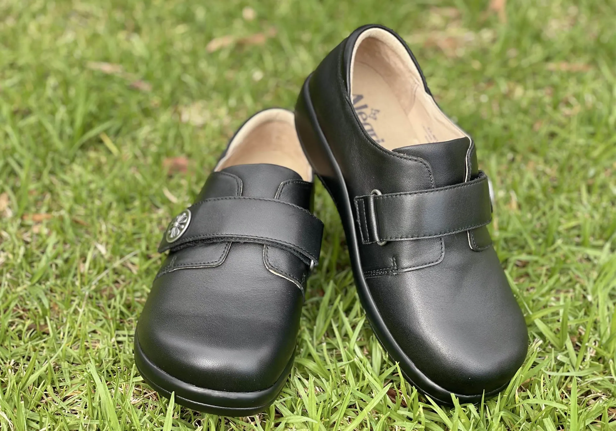 Womens Alegria Joleen Leather Shoes With Adjustable Strap