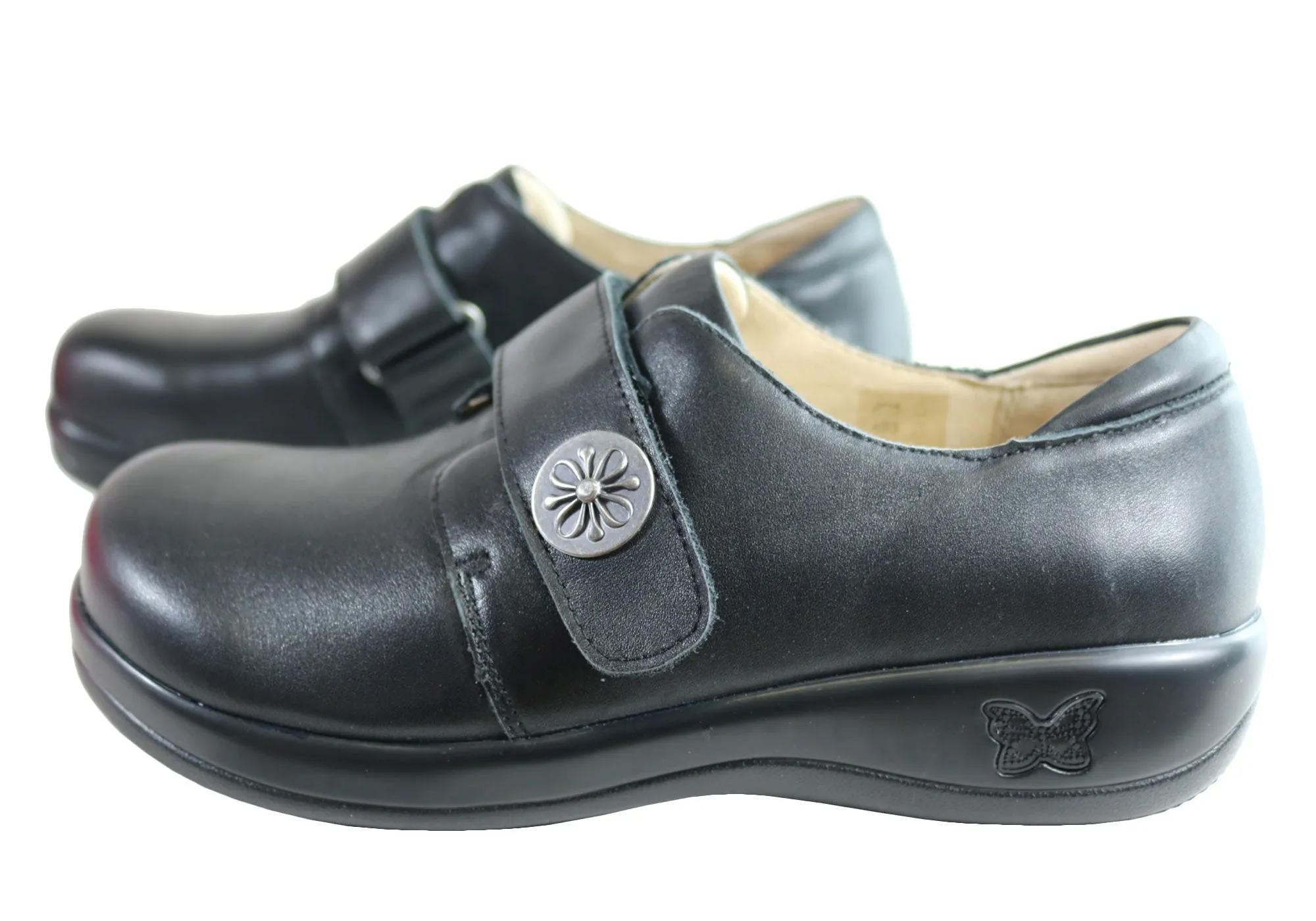 Womens Alegria Joleen Leather Shoes With Adjustable Strap