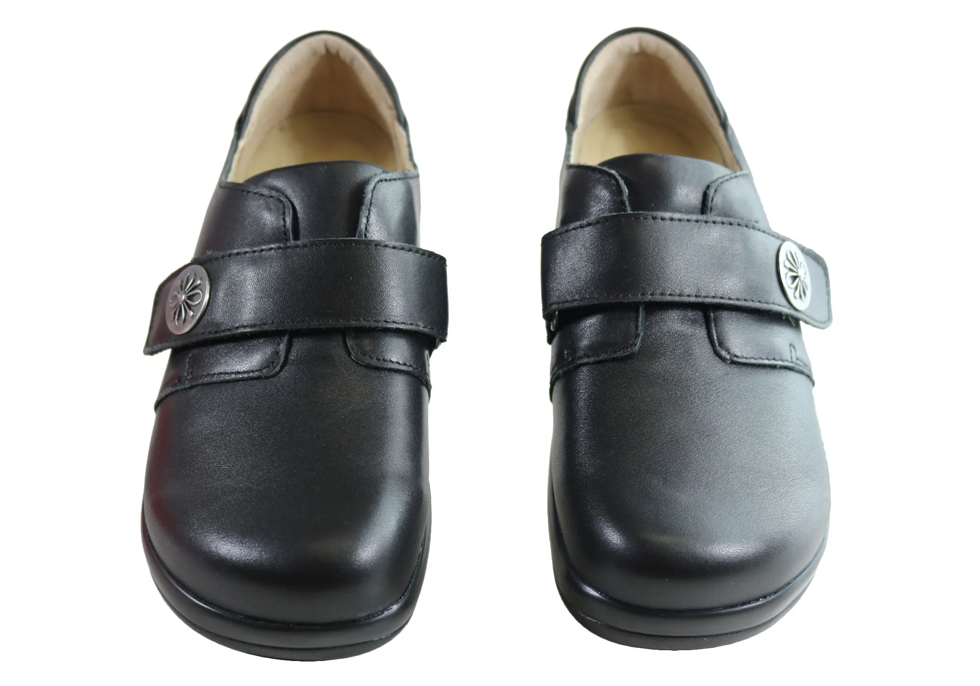 Womens Alegria Joleen Leather Shoes With Adjustable Strap
