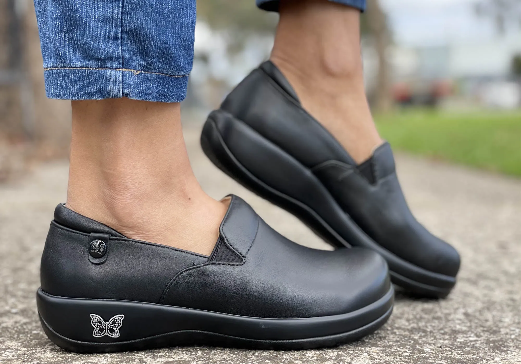 Womens Alegria Keli Leather Professional Slip On Shoes