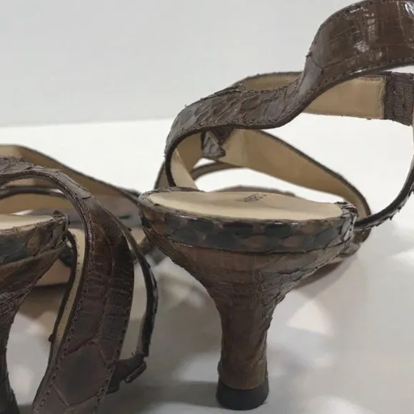 Women’s Alexandre Birman Python Havana Brown Strappy Sandals Size 10B