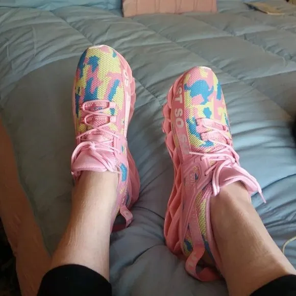 Women's Camouflage Pink Non Slip Athletic Tennis Walking Blade Running Sneakers