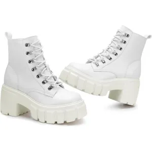 ⭐Women’s Combat Boots Lightweight Lace up Side Zipper Ankle Botas .