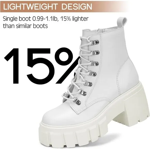 ⭐Women’s Combat Boots Lightweight Lace up Side Zipper Ankle Botas .
