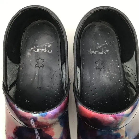 Women's Dansko Clogs 40 Professional Nursing Shoes Slip On Iridescent Rainbow
