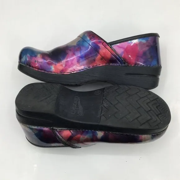 Women's Dansko Clogs 40 Professional Nursing Shoes Slip On Iridescent Rainbow