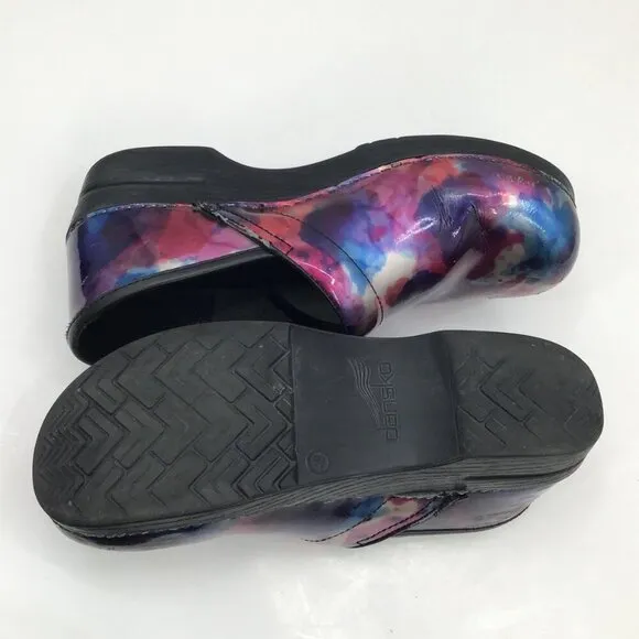 Women's Dansko Clogs 40 Professional Nursing Shoes Slip On Iridescent Rainbow