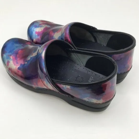 Women's Dansko Clogs 40 Professional Nursing Shoes Slip On Iridescent Rainbow