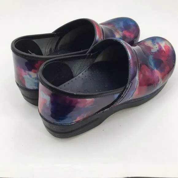 Women's Dansko Clogs 40 Professional Nursing Shoes Slip On Iridescent Rainbow