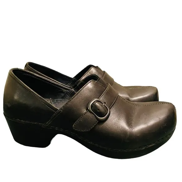 Women's Dansko Tamara Black Leather Clog Size Eu 39