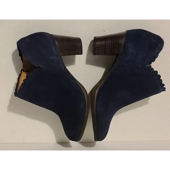 WOMENS' JACK ROGERS MARIANNE SUEDE ANKLE BOOTS BOOTIES BLUE SIDE ZIP SZ 5.5 B