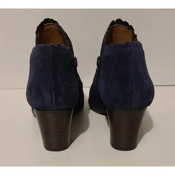 WOMENS' JACK ROGERS MARIANNE SUEDE ANKLE BOOTS BOOTIES BLUE SIDE ZIP SZ 5.5 B