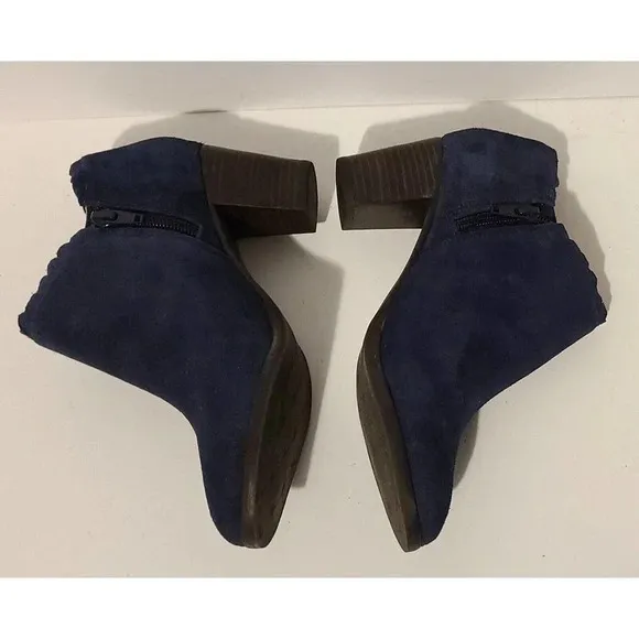 WOMENS' JACK ROGERS MARIANNE SUEDE ANKLE BOOTS BOOTIES BLUE SIDE ZIP SZ 5.5 B