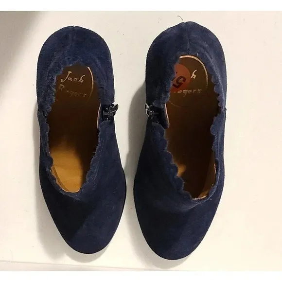 WOMENS' JACK ROGERS MARIANNE SUEDE ANKLE BOOTS BOOTIES BLUE SIDE ZIP SZ 5.5 B