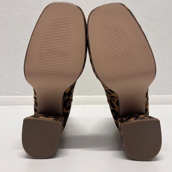Women's Leopard Print Side Zipper Suede Square Toe Ankle Boots - 8